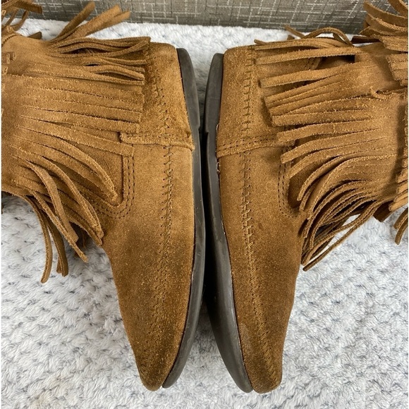 Vintage‎ Minnetonka Women's Suede 3-Layer Fringe Moccasin Coachella Boots Sz 7 - Picture 9 of 15